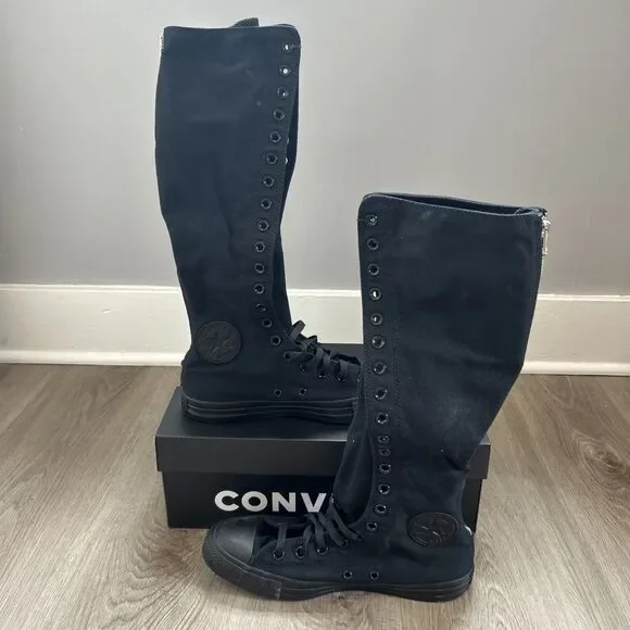 Converse Chuck Taylor All Star Wms Size 11 Knee High Black Lace Up Shoes Mens 9 Converse Chuck Taylor All Star XXHi Black & White Knee High  main image 3